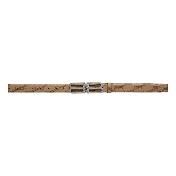 Balenciaga BB Signature Canvas Leather Belt Monogram Beige